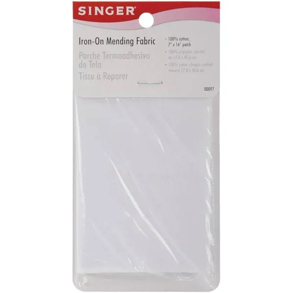 Singer Iron-On Mending Fabric 7"X16"-White