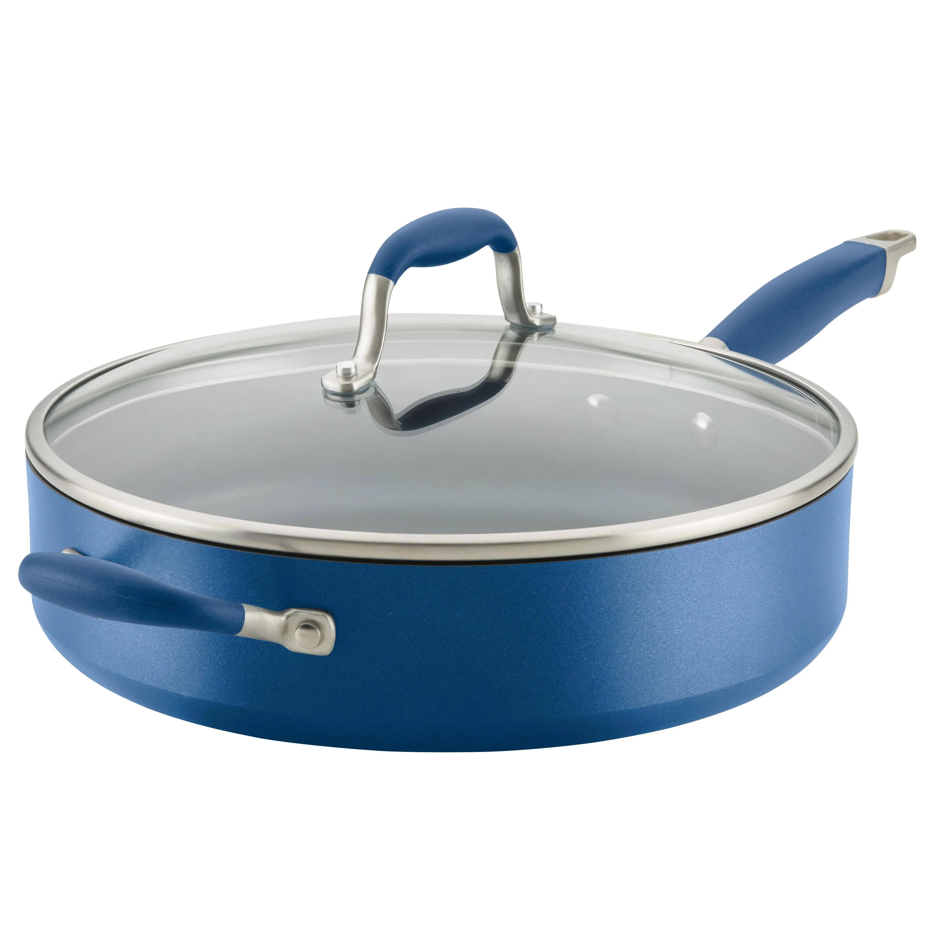 Advanced Home Hard-Anodized Nonstick Sauté Pan with Helper Handle, 5-Quart, Indi