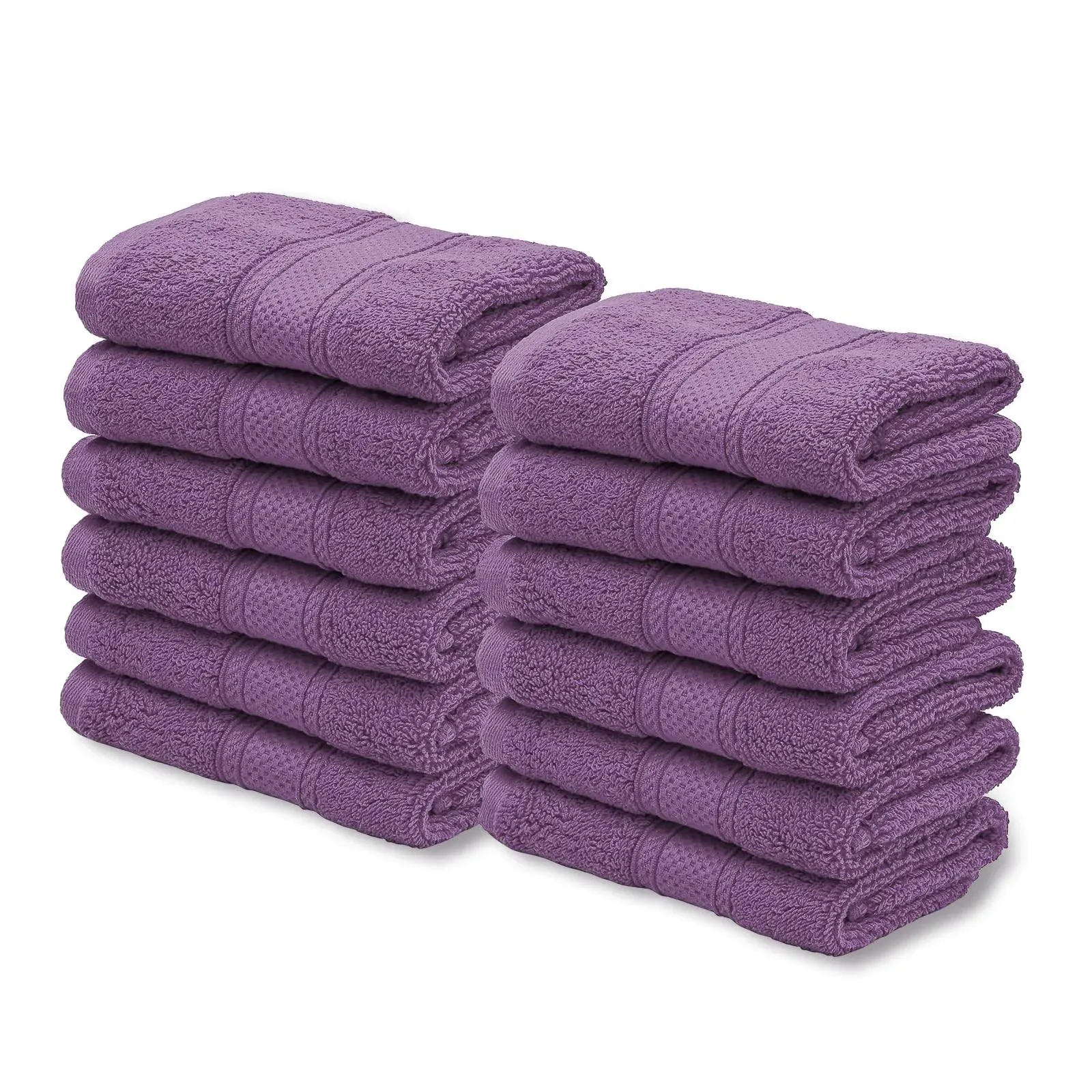 MoNiBloom 12-Piece 100% Cotton Face Wash Cloth Set for Bathroom Home Hotel Spa Gym Yoga Shower Highly Absorbent Ultra Soft Quick-Dry (Deep Purple)