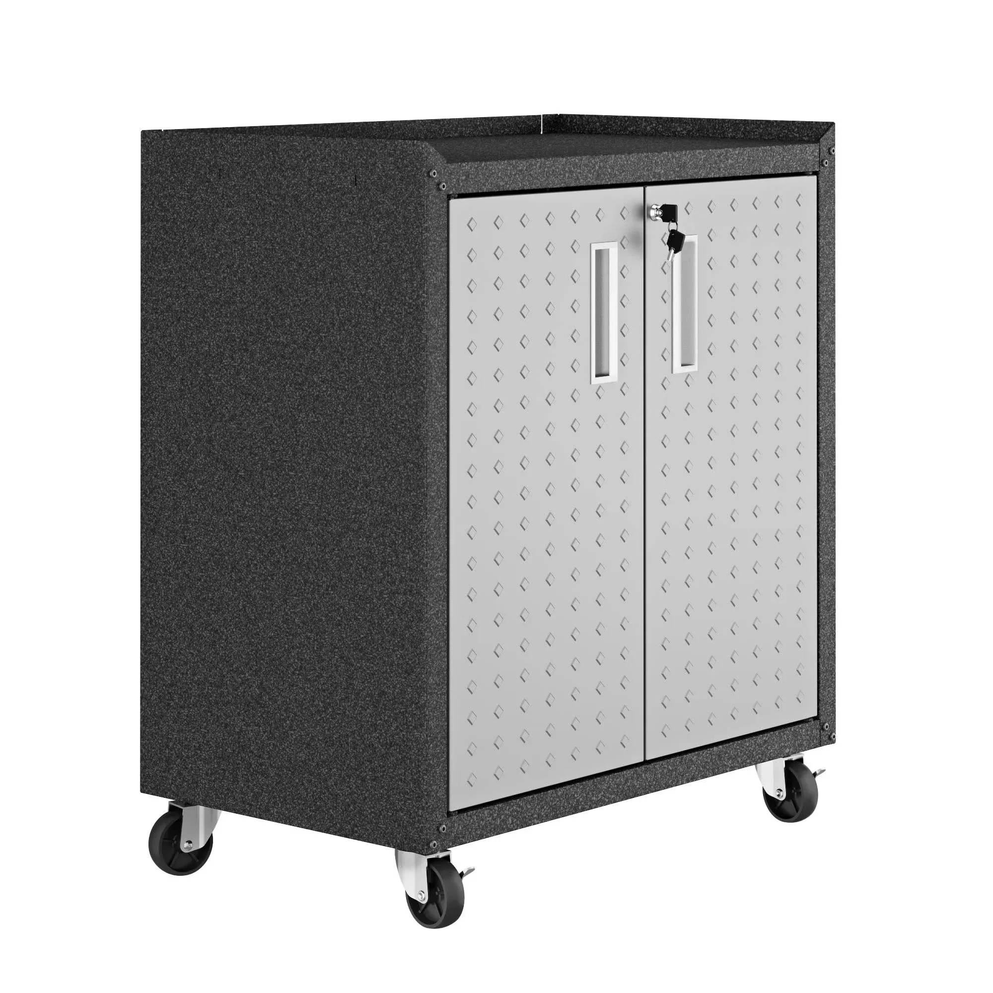 Fortress Metal 2 Door Mobile Garage Cabinet in Gray