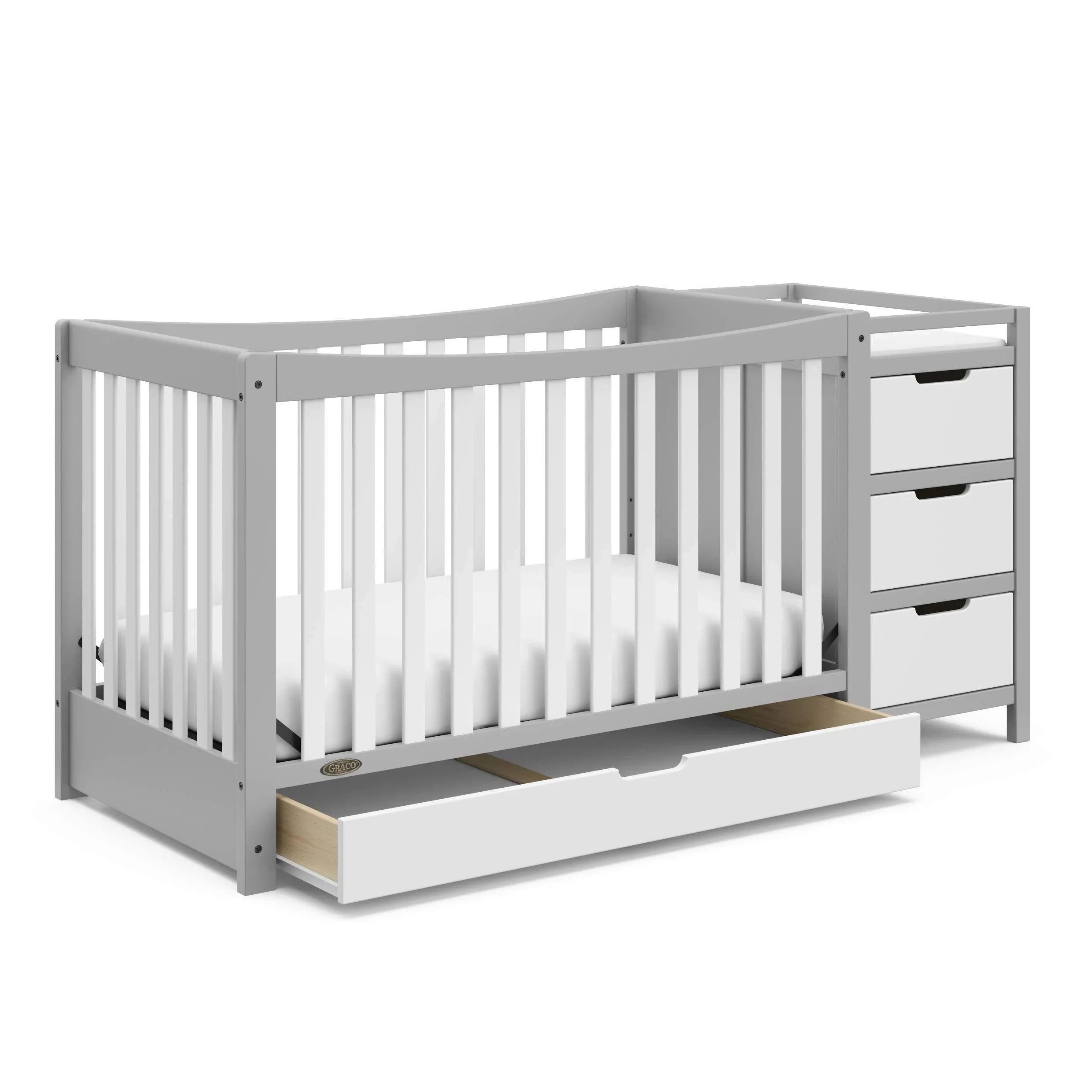 Graco - Remi 4-in-1 Convertible Crib and Changer - Pebble Gray/White