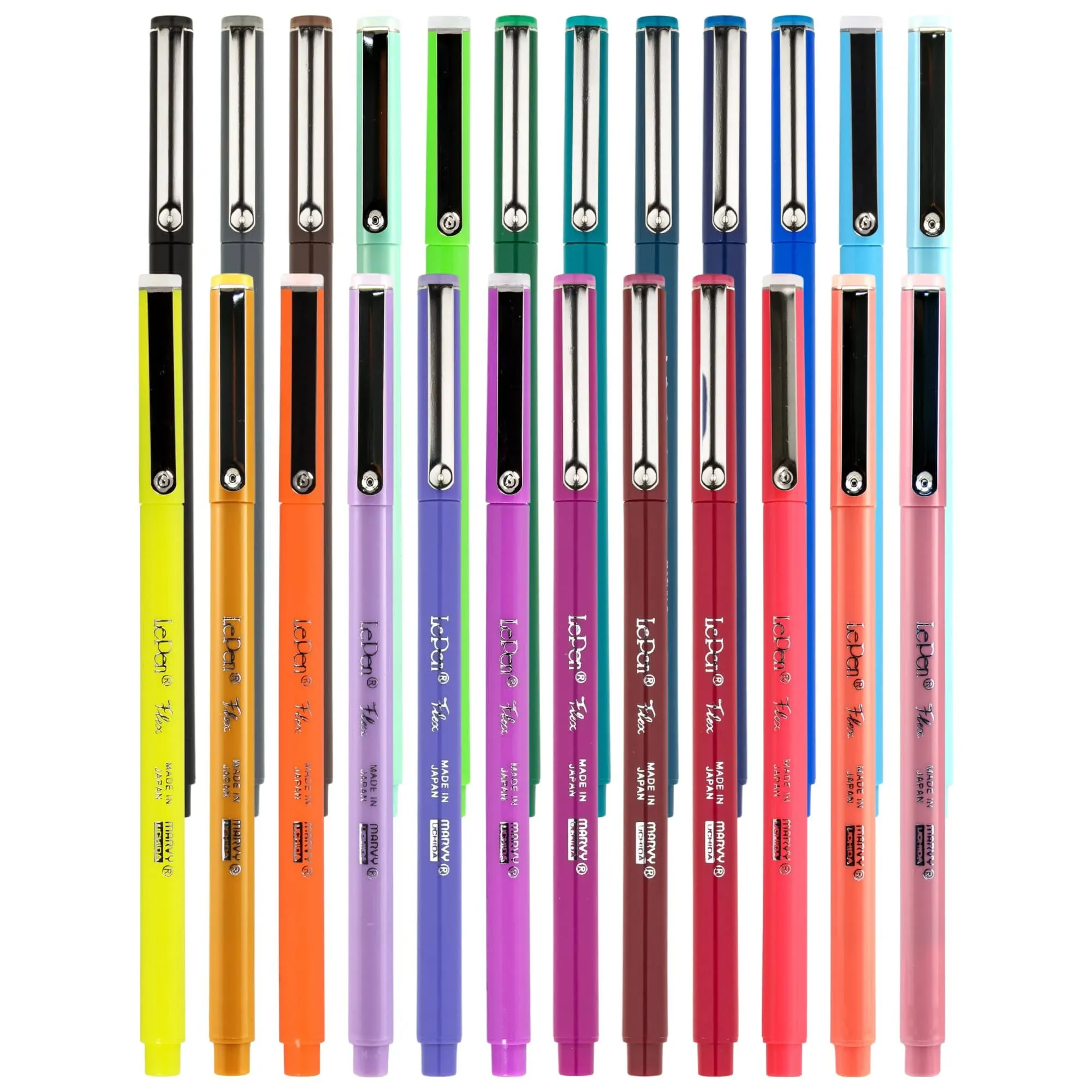 Marvy Uchida Le Pen Flex - 24 Colors - Colored Calligraphy Pens for Journaling ...