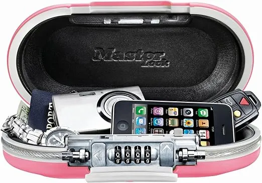 Master Lock Personal Safe, Set Your Own Combination Portable SafeSpace®, 9-17/32 in. Wide, Pink, 5900DPNK