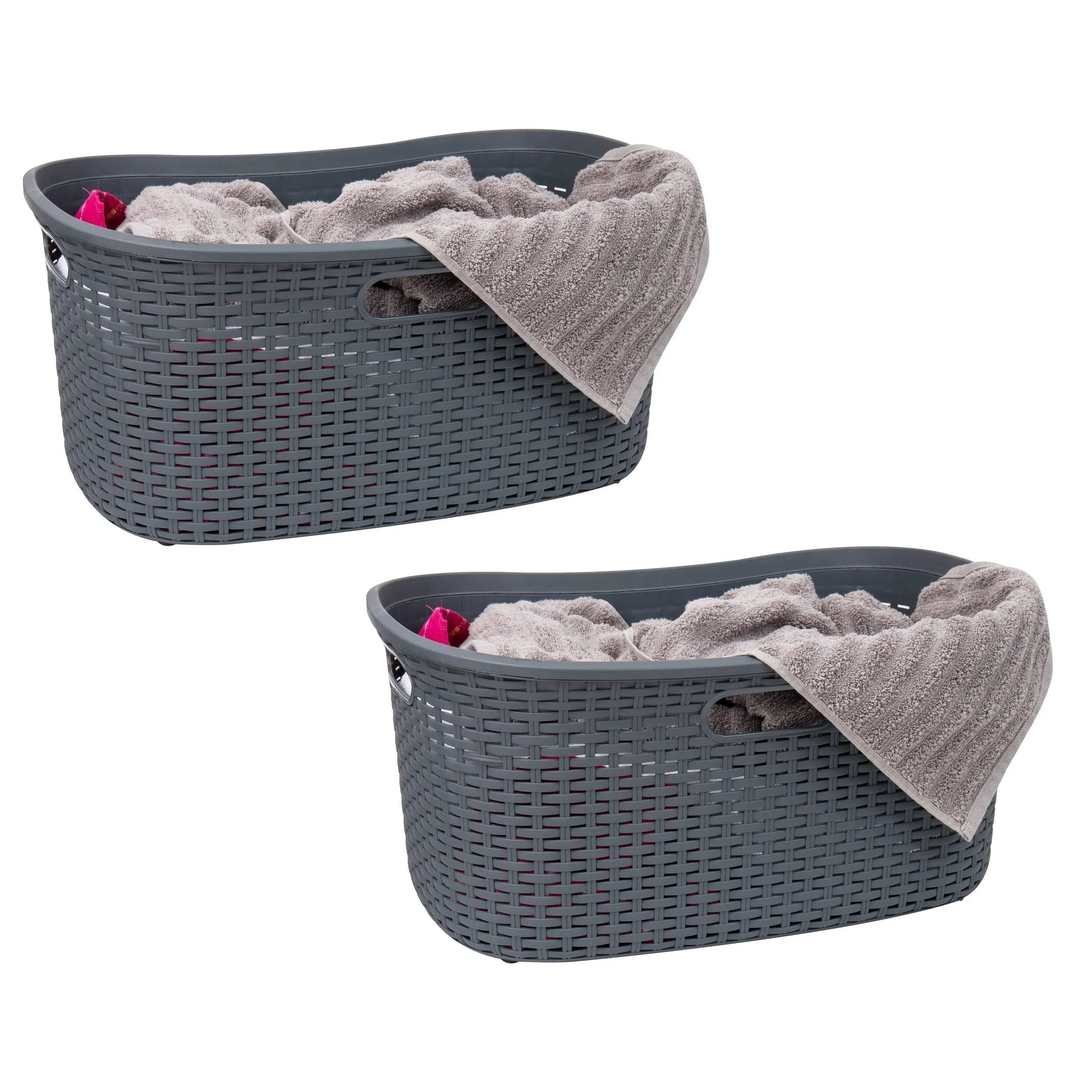 Mind Reader Set of 2 40L Ventilated Laundry Basket Gray