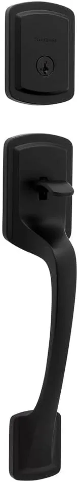 Kwikset Prague Matte Black Entry Handleset 1-3/4 in.