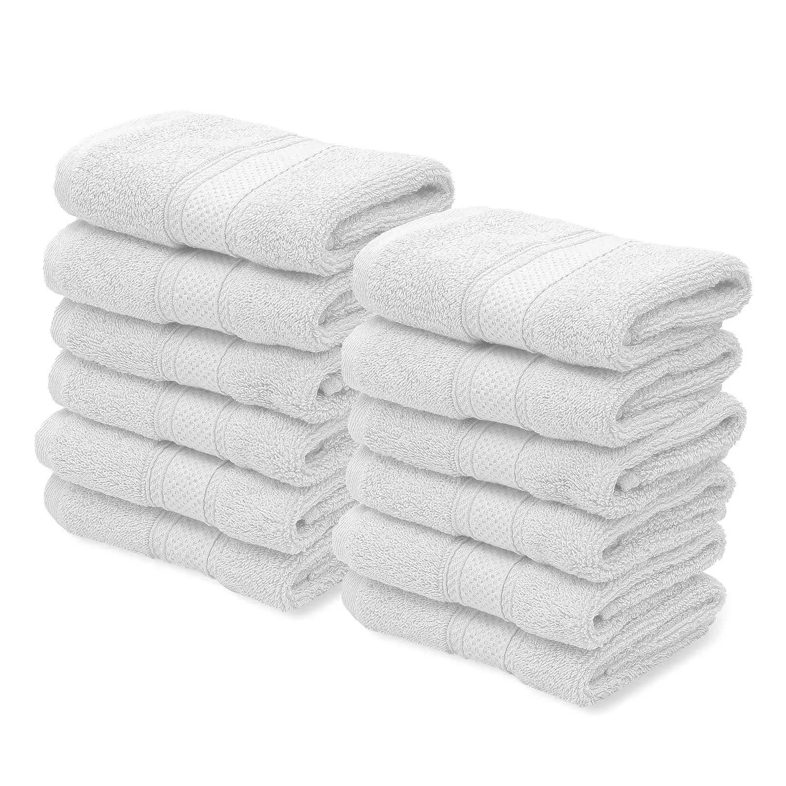 MoNiBloom 12-Piece 100% Cotton Face Wash Cloth Set for Bathroom Home Hotel Spa Gym Yoga Shower Highly Absorbent Ultra Soft Quick-Dry (White)