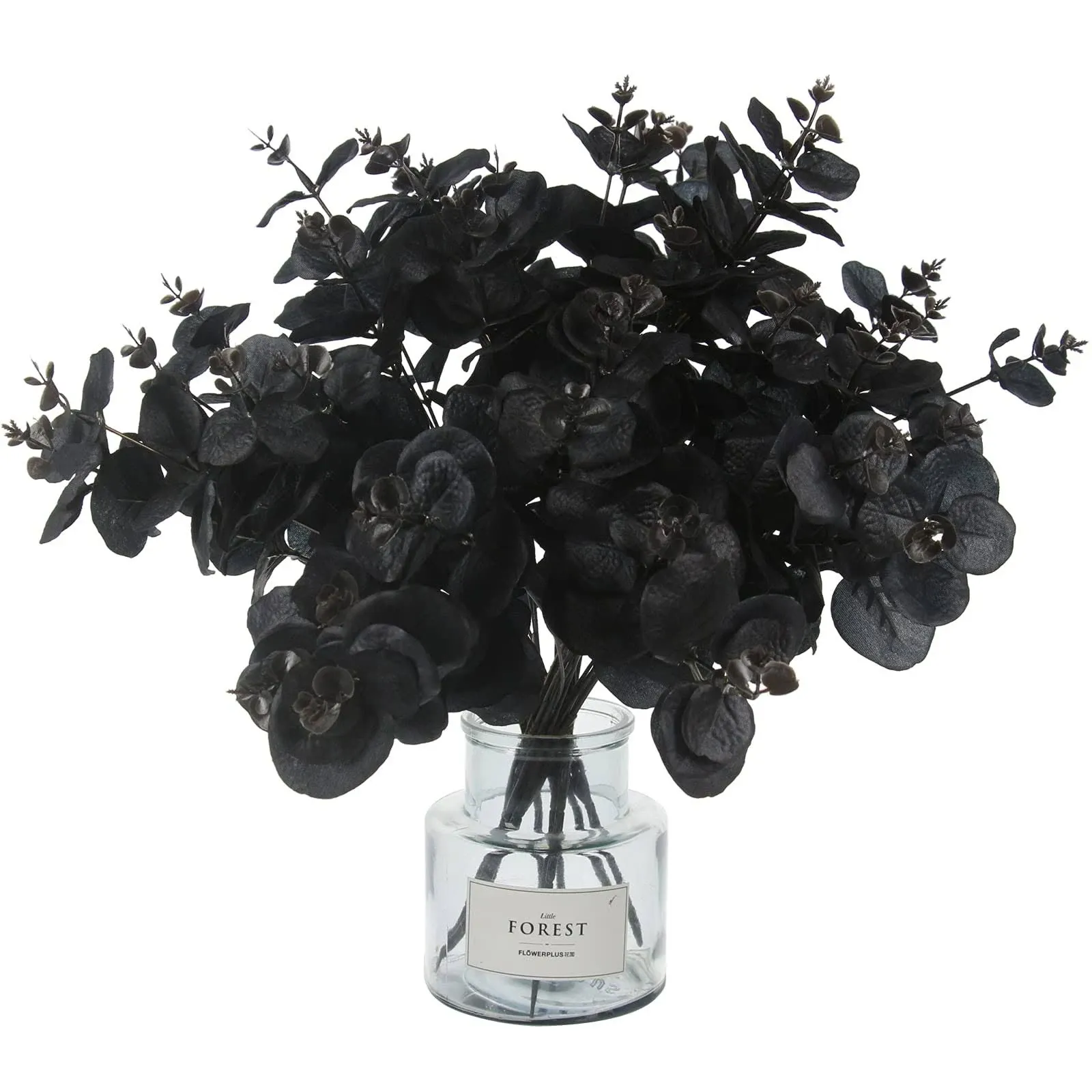 Tinsow 5 Pcs Black Artificial Eucalyptus Stems Faux Eucalyptus Branches Black