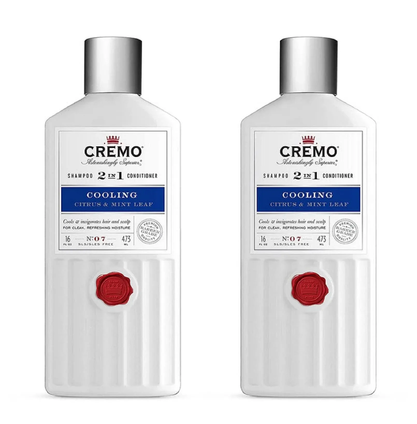 2-Pack Cremo Barber Grade Cooling Citrus &amp; Mint Leaf Shampoo &amp; Conditioner, 16oz