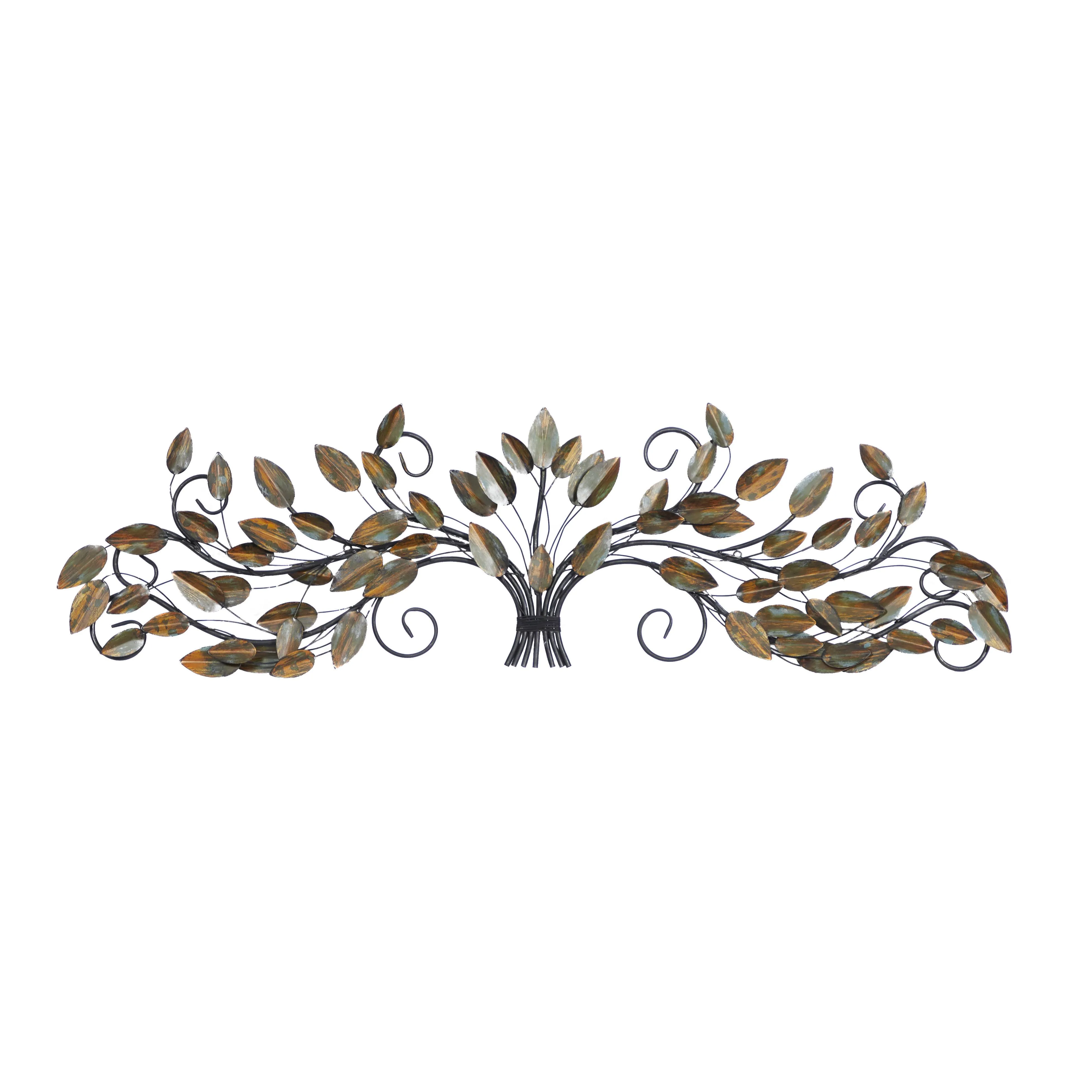 47 in. x 14 in. Metal Brown Leaf Wall Decor