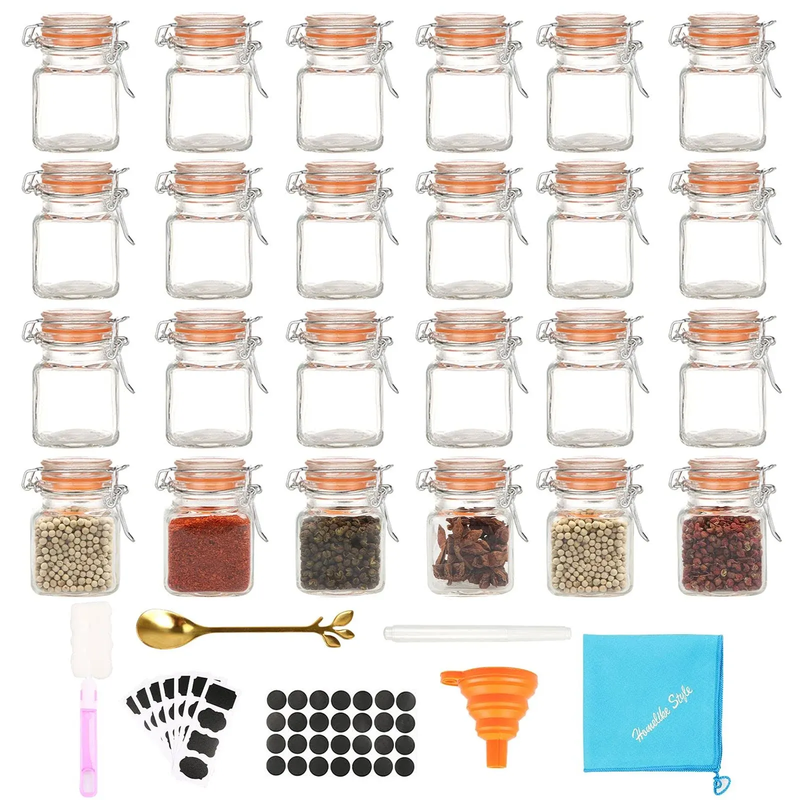 Homelike Style 3.4 oz Small Glass Spice Jars, Empty Mini Square Glass Spice ...