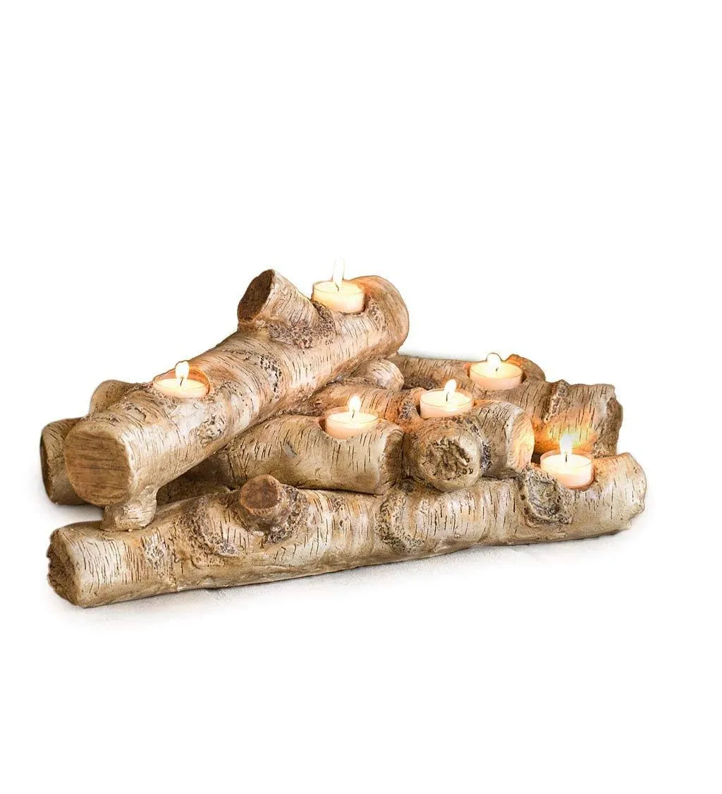 Plow & Hearth Logs Hearth Candle Holder