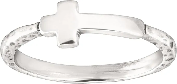 Silpada 'Simplex Cross' Horizontal Cross Textured Ring in Sterling Silver