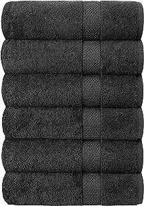 QUBA LINEN Hotel & Spa 100% Cotton Bath Towels Set of 6-24x48 inch Ultra Soft Large Bath Towel Set Highly Absorbent Daily Usage Ideal for Pool and Gym Pack of 6 - Lightweight