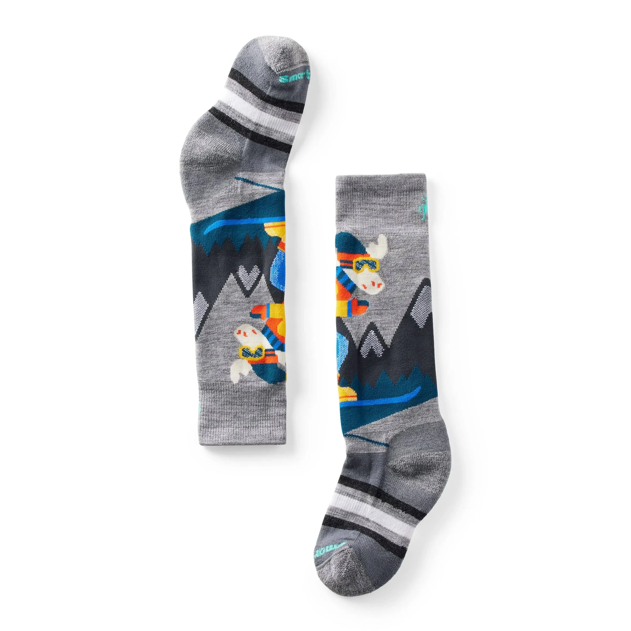 Smartwool Kids' Wintersport Full Cushion Merino Wool Over the Calf Mountain Moose Pattern Socks