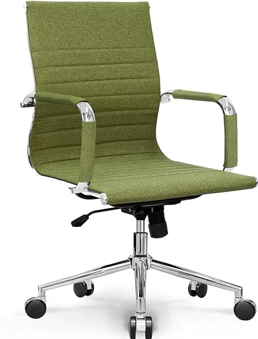 Neo Chair Mid Century Modern Conference Chair Mid-Back Fabric Office Chair Olive