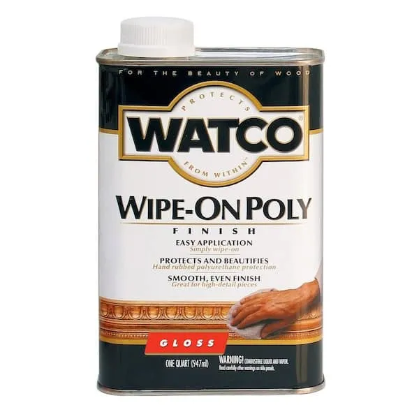 Rust-Oleum Watco 68041 Wipe-On Polyurethane Finish, Quart, Clear Gloss