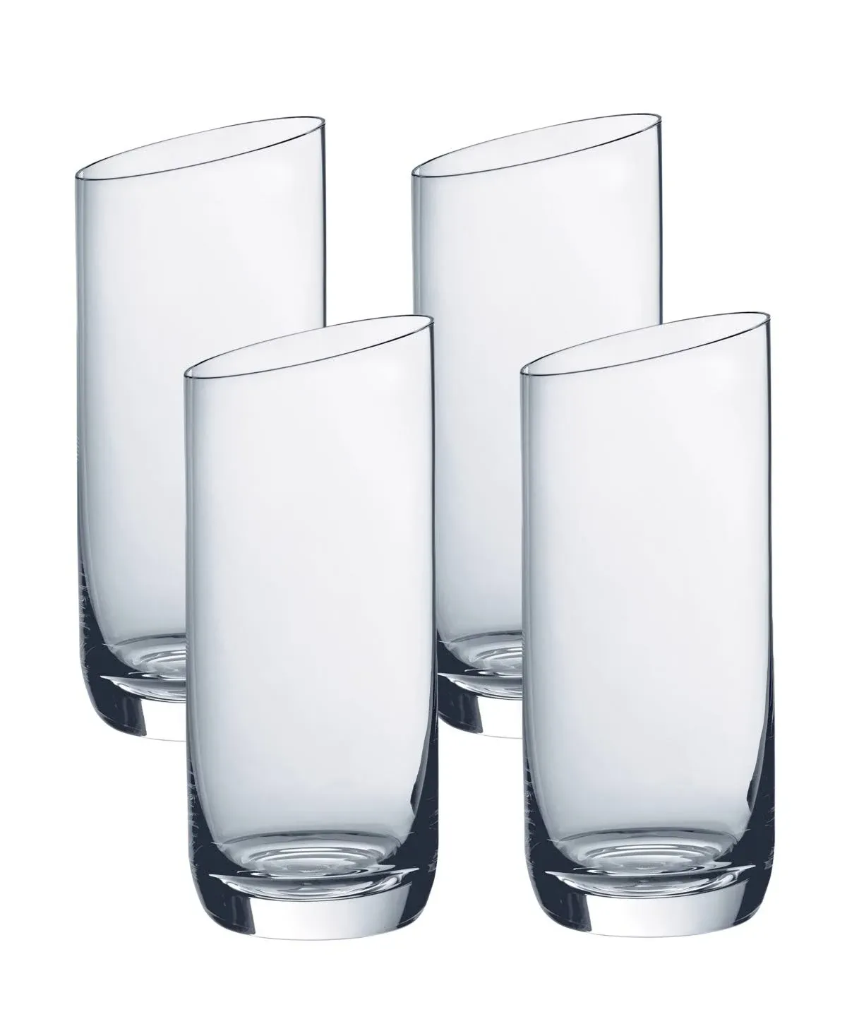 Villeroy & Boch New Moon Set, 4 Pieces, Elegant, Modern Sloping Long Drink, Crystal Glass, Transparent, Dishwasher Safe