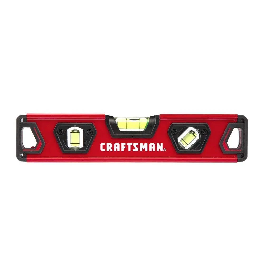 CRAFTSMAN Torpedo Level, 9 Inch, With Shock Absorbing End Caps (CMHT82390),Red and Black