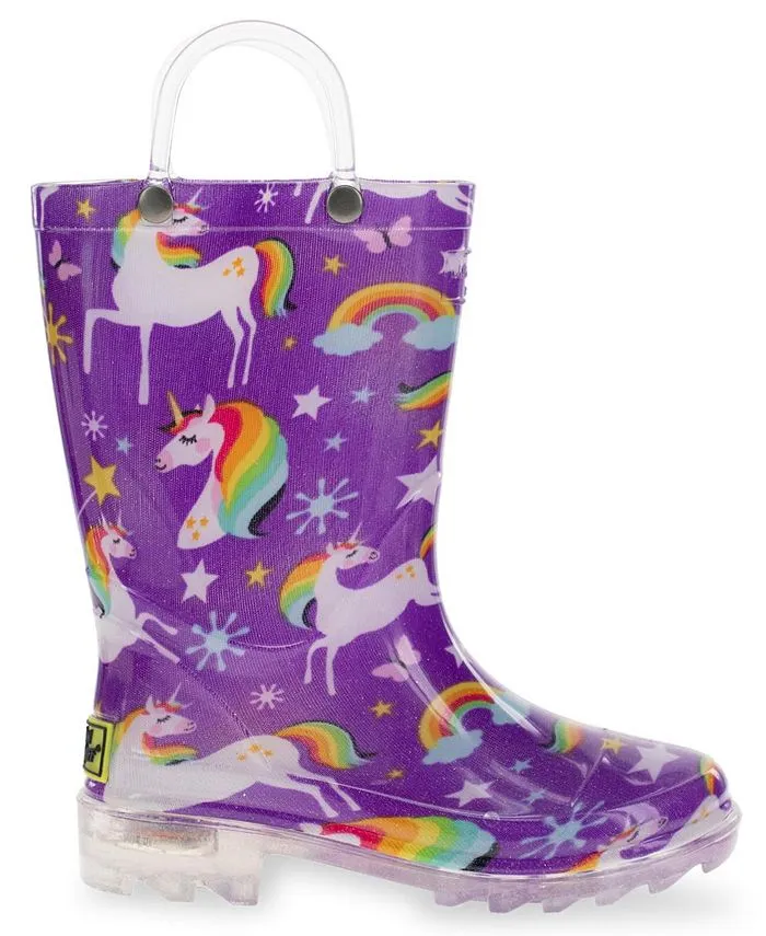 Western Chief Kids Rainbow Unicorn Lighted PVC Rain Boot Purple 11