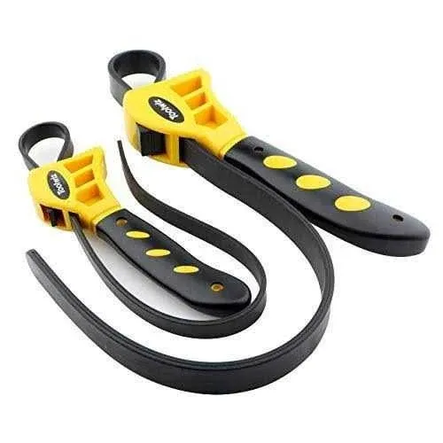 Toolwiz 2pcs Oil Filter Strap Rubber Wrench Jar Opener Pipe Wrench Set