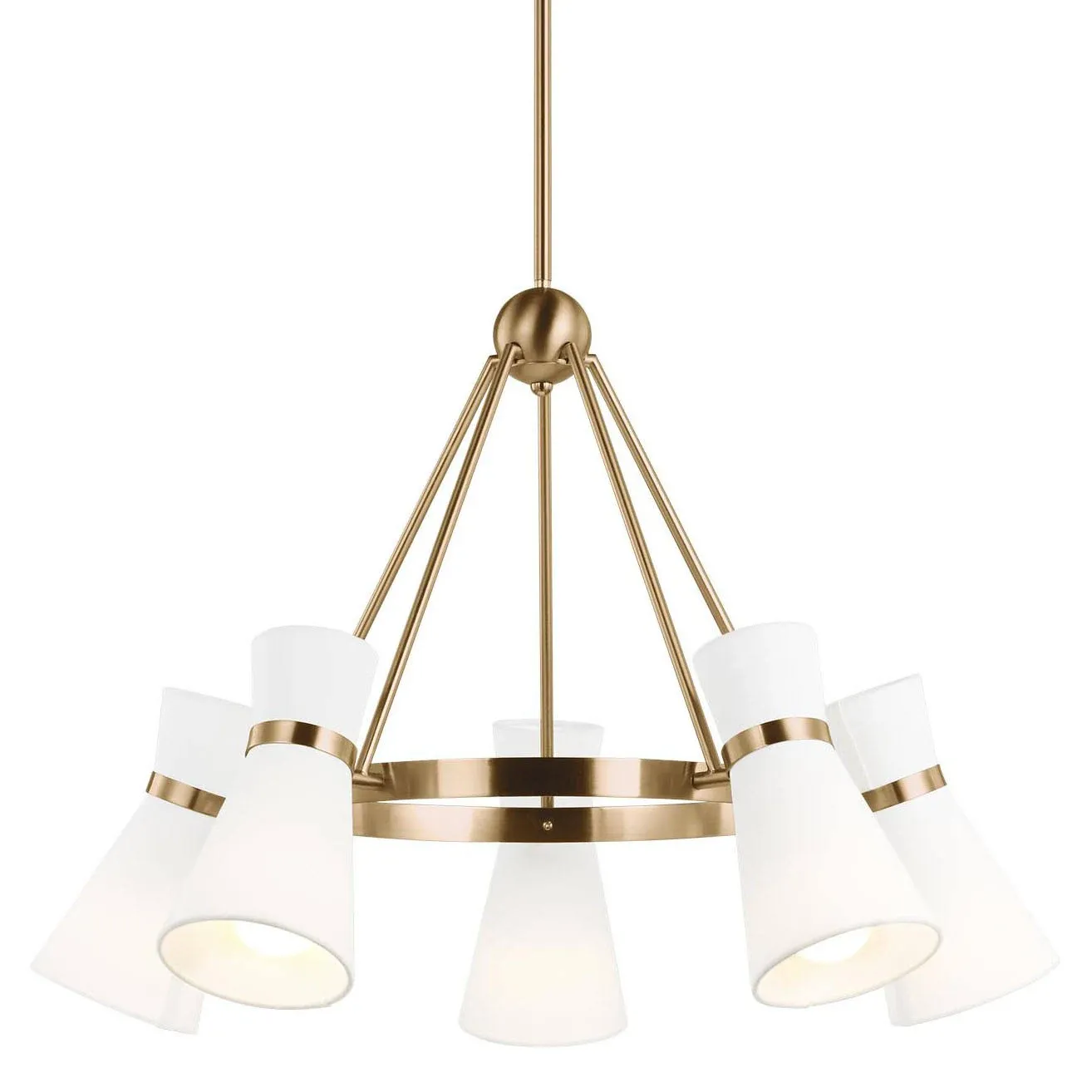 Generation Lighting 5-Light Clark Chandelier Satin Brass 3190505-848, Modern Ceiling Light Fixture for Room Decor, Chandelier for Dining Room or Living Room Uses Standard or LED Light Bulbs