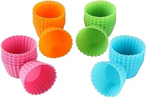 Bakerpan Silicone Mini Cupcake Holders, Mini Cupcake Liners, Pastry & Dessert Cups, 24 Pack (Multi)