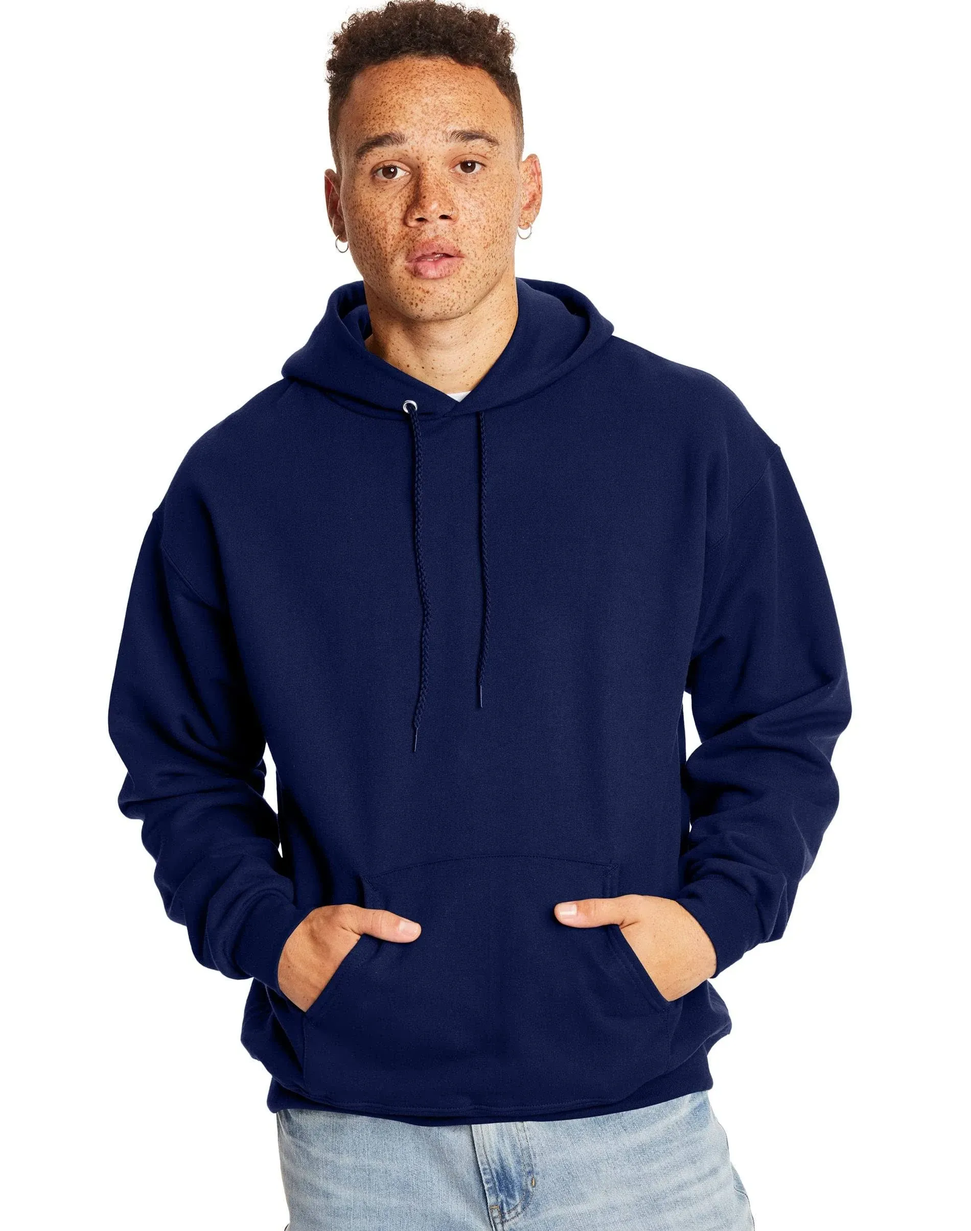 Hanes Ultimate Men's Heavyweight Fleece Hoodie Navy L