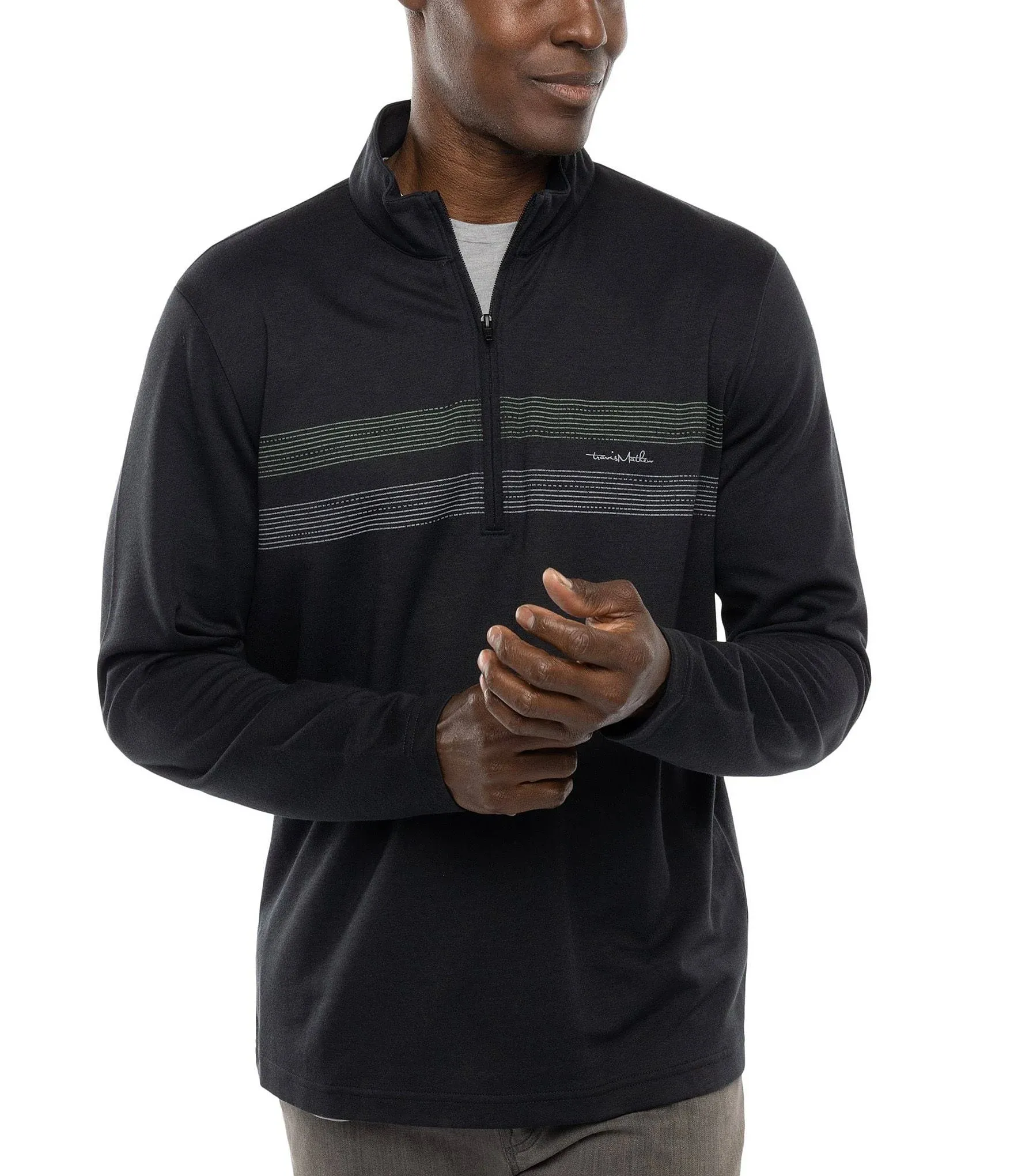 TravisMathew Men's Upgraded Chest Stripe Golf Quarter Zip