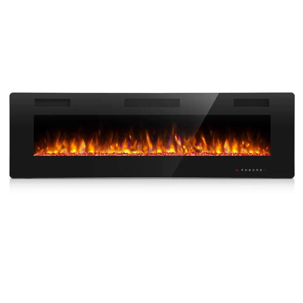 Antarctic Star 50" Black Wall Mounted Electric Fireplace with Multicolor Flame