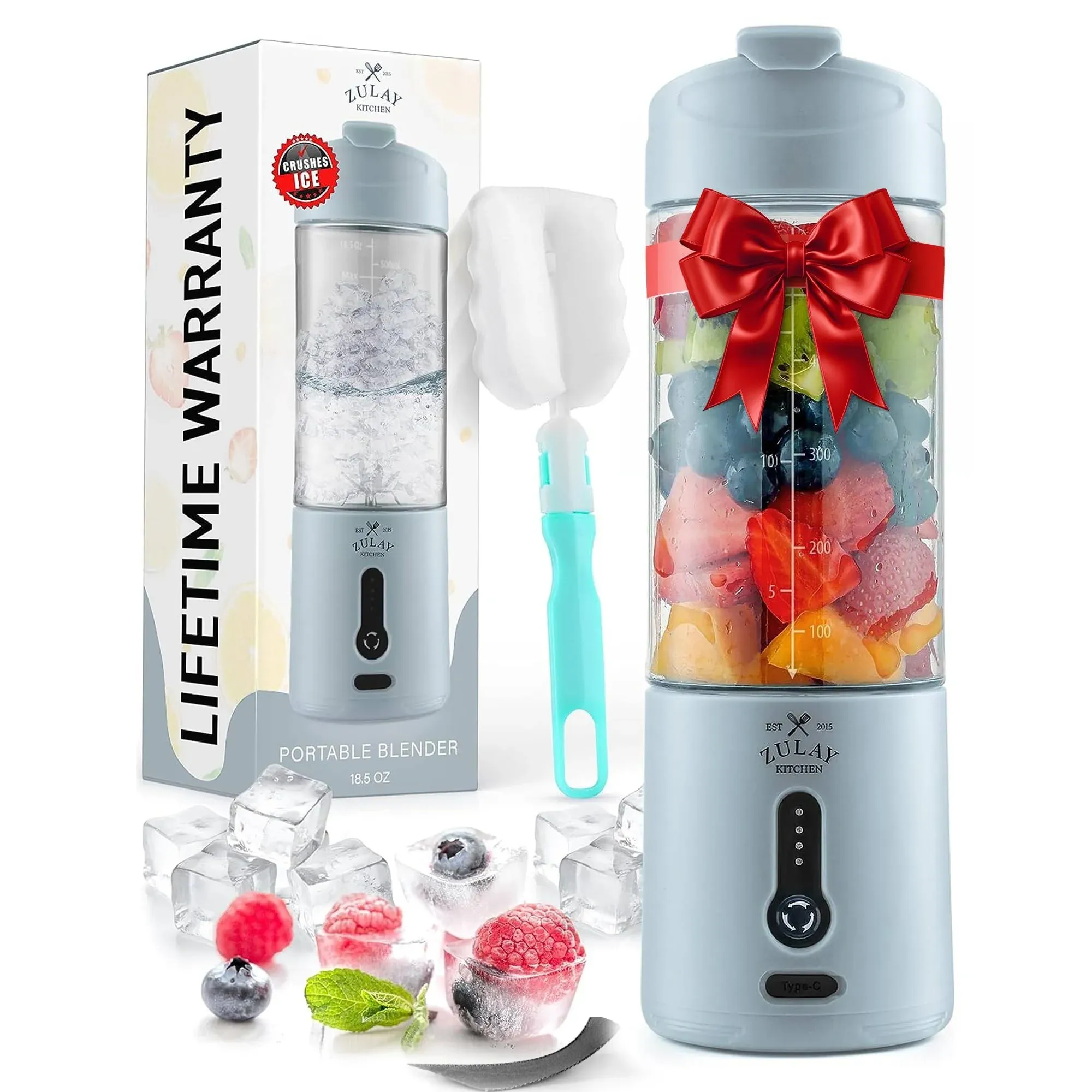 Personal Portable Smoothie Blender That Crush Ice - Light Blue