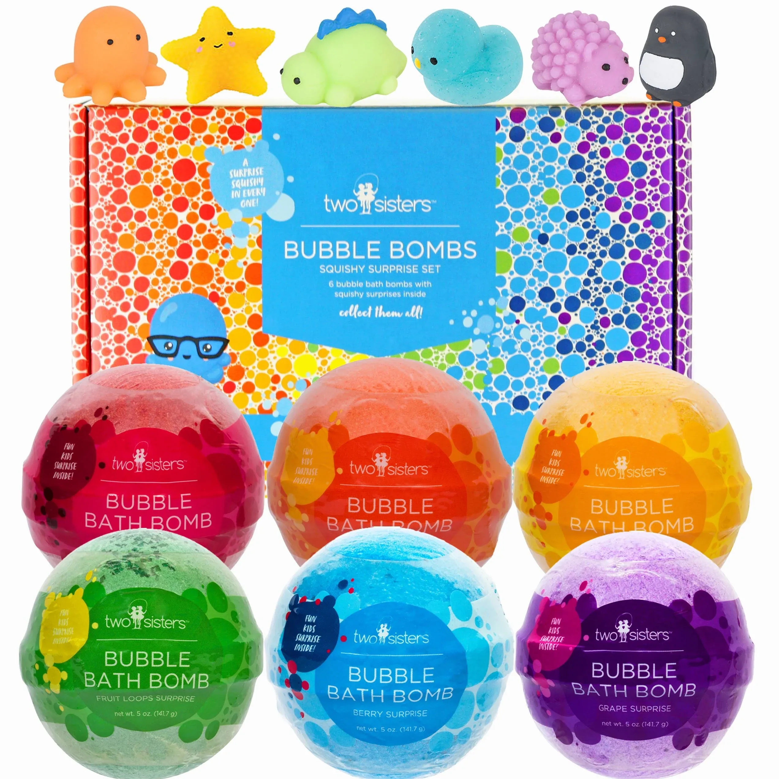 6 Squishy Toy Surprise Bubble Bath Bombs Set