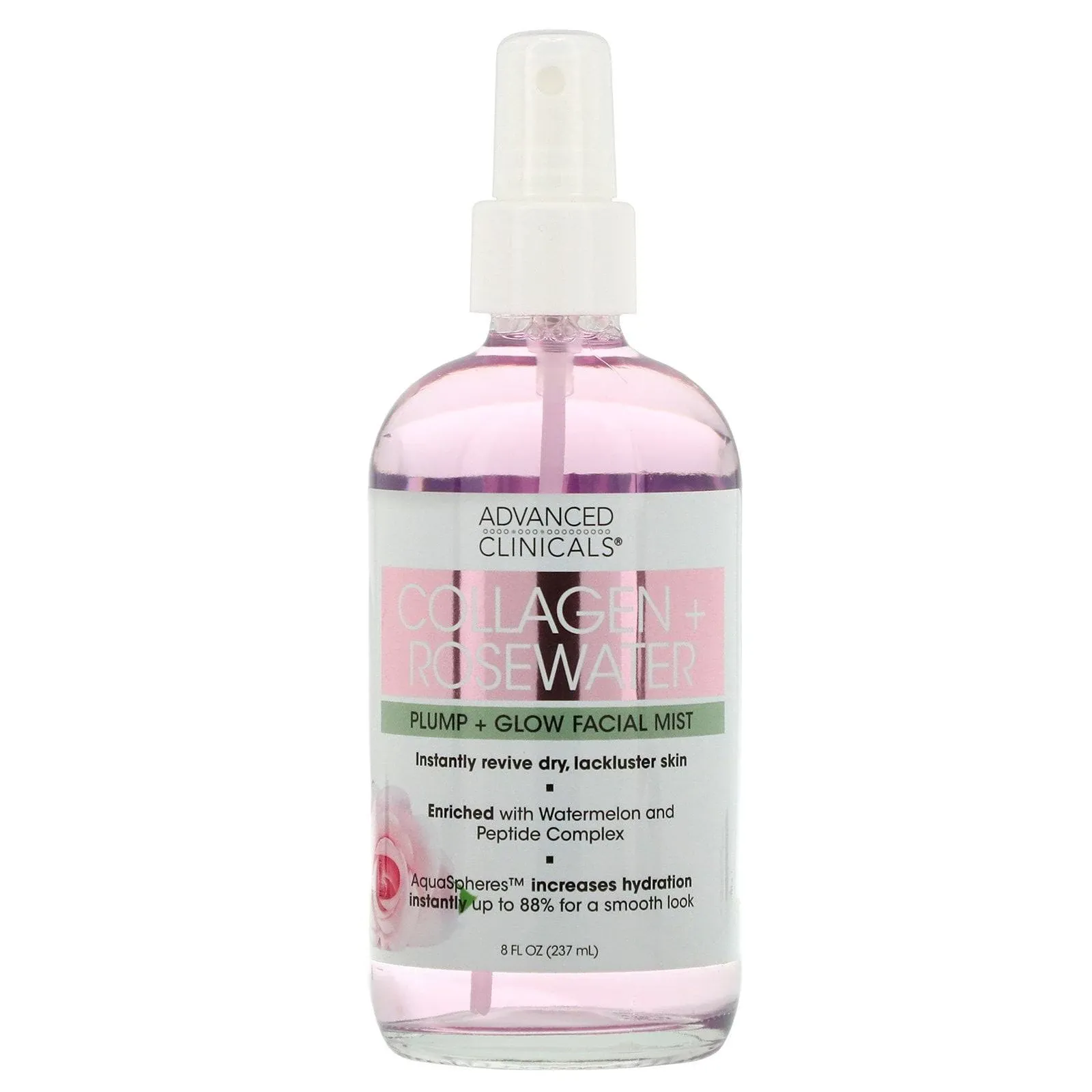 Advanced Clinicals, Collagen + Rosewater, Plump + Glow Facial Mist, 8 fl oz (237 ml)