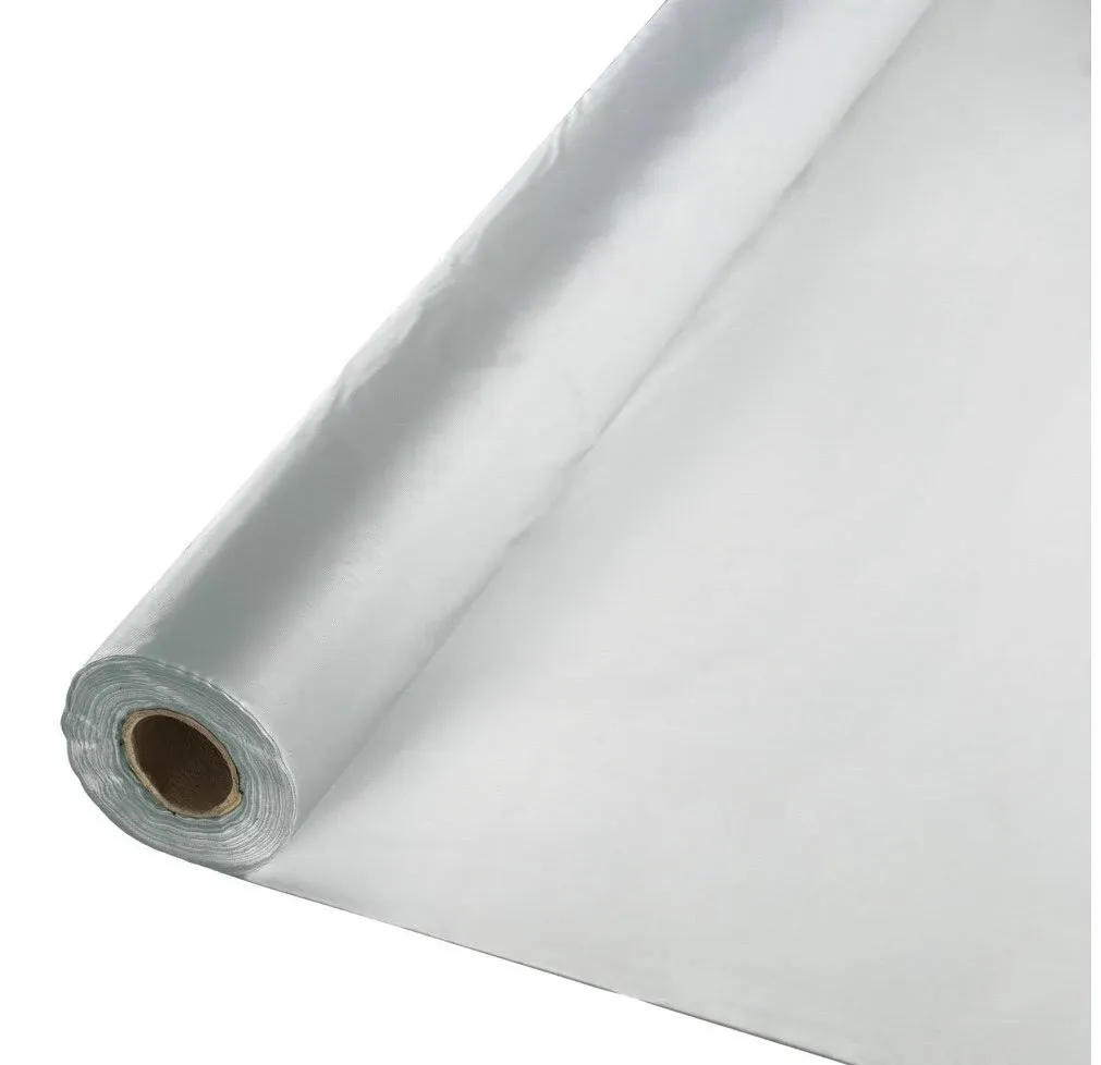 PLASTIC BANQUET ROLL 40&quot; x 100' SHIMMERING SILVER