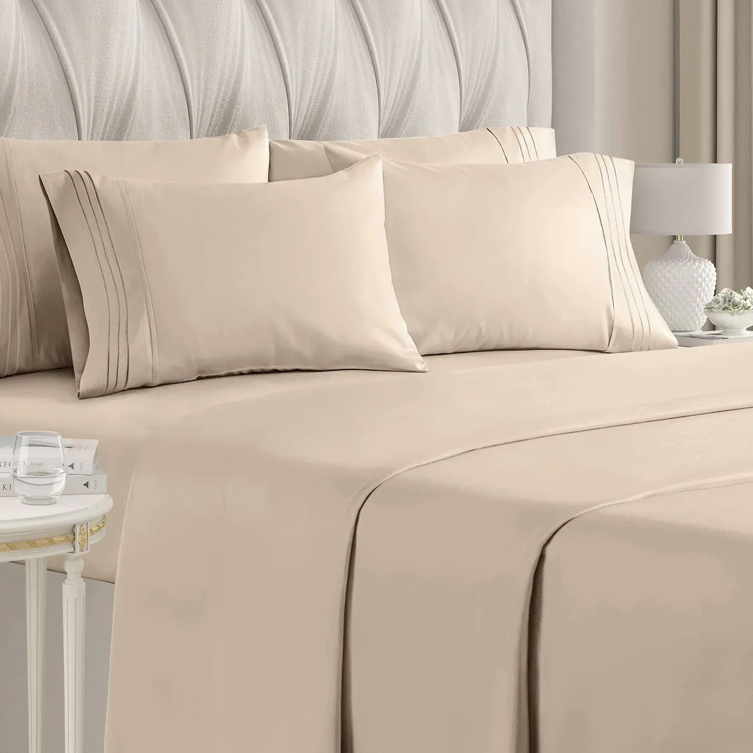 Cgk Linens 6 Piece Microfiber Solid Sheet Set