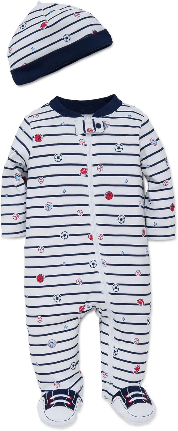 Little Me Baby Boys' 100% Cotton Scratch Free Tag 2-Piece Sleeper