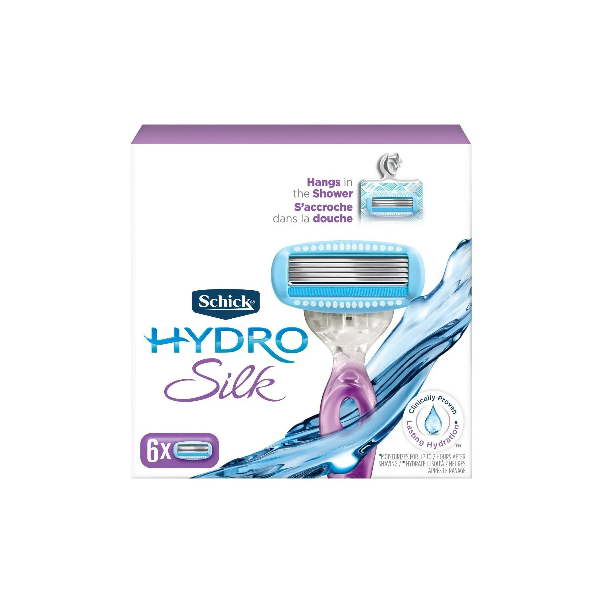 Schick Hydro Silk 5-Blade Women's Razor Blade Cartridge Refills, 4 Ct, Hydrates & Protects From Irritation, With Shea Butter