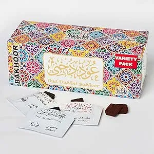 Oud Bakhoor Variety Box by Dukhni | Assorted Box | 30 Pieces Bakhoor | Gift Set & Refill Kit | Arabic Bakhoor Incense | Islamic Gifts, Eid & Ramadan Gift for Men and Women | Luxurious, Long Lasting