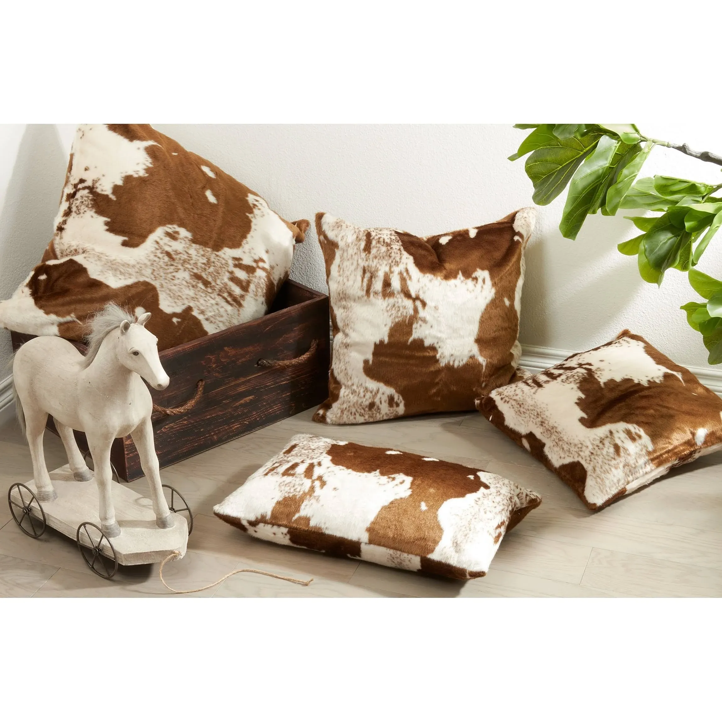 Urban Faux Cowhide Poly Filled Throw Pillow