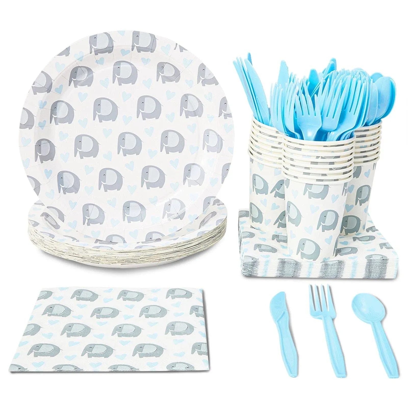 Elephant Baby Shower for Boys Theme Supplies, Birthday Party Decorations, Plates ...