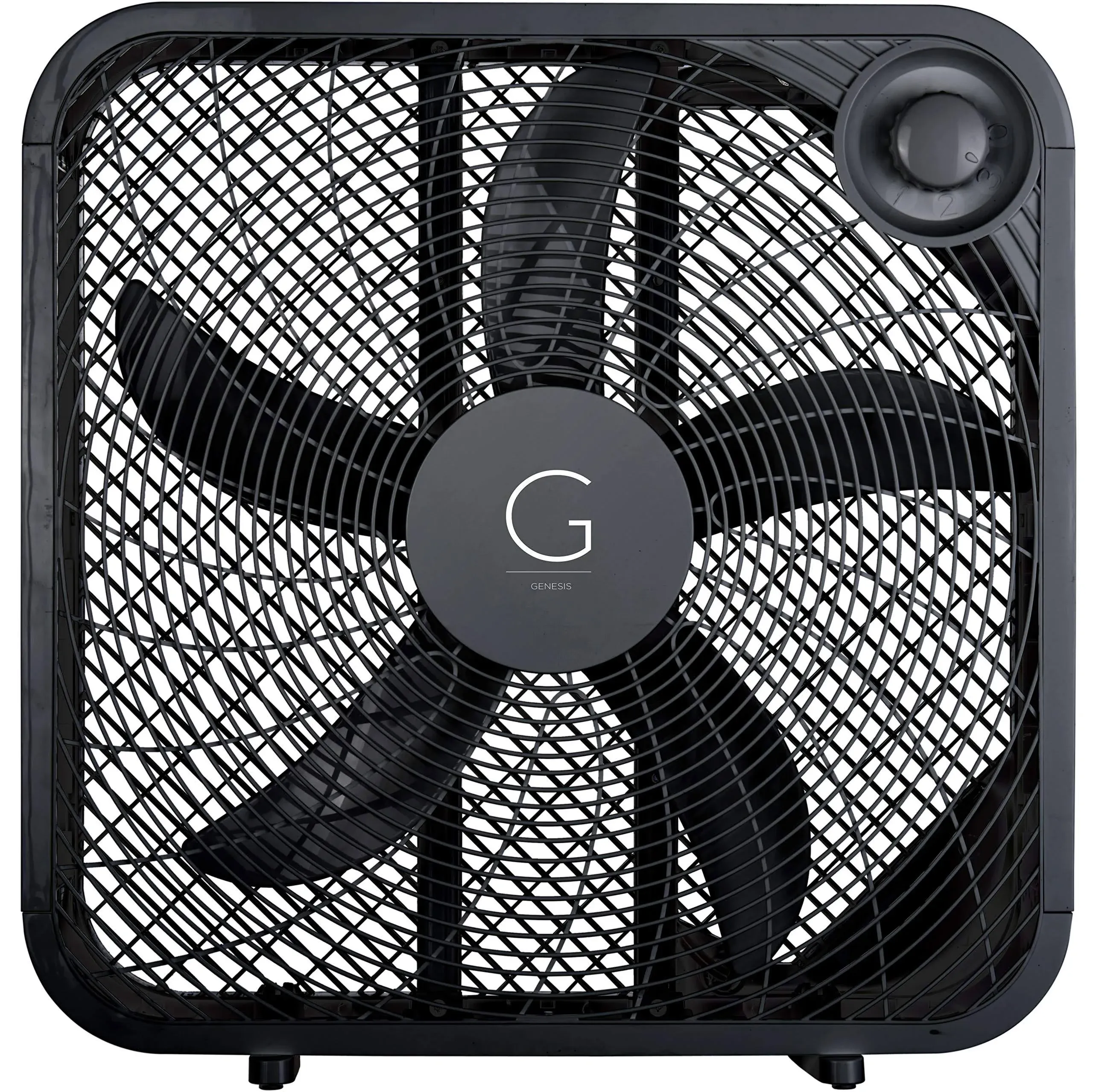 Genesis 3-Speed Box Fan with Max Cooling Technology, 20", Black