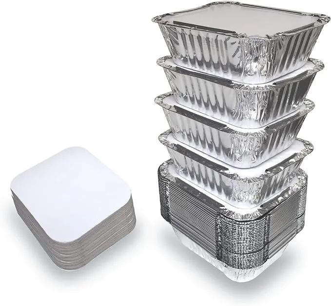 Spare Essentials 55 Pack - Aluminum Pan/Containers with Lids/Foil Containers/Aluminum Pans with Lids/Take Out Containers/Disposable Pans/Aluminum Foil Food Containers/Freezer meals containers (1 LB)