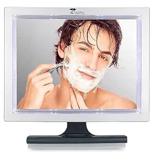 ToiletTree Products Deluxe LED Fogless Shower Mirror with Squeegee Anti-Fog Mirror - Adjustable Shaving Mirror with a Squeegee - Rust-Proof, Impact-Resistance Bathroom Shower Mirror