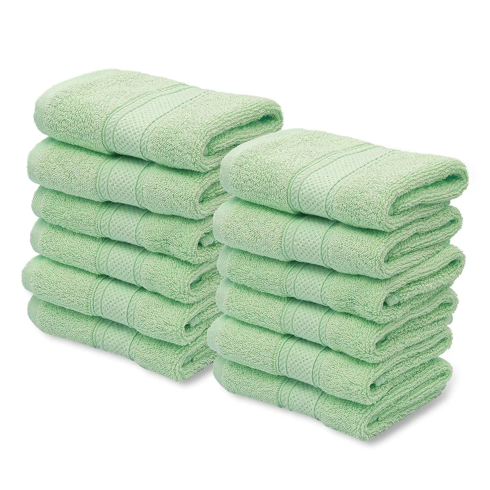 MoNiBloom 12-Piece 100% Cotton Face Wash Cloth Set for Bathroom Home Hotel Spa Gym Yoga Shower Highly Absorbent Ultra Soft Quick-Dry (Mint Green)