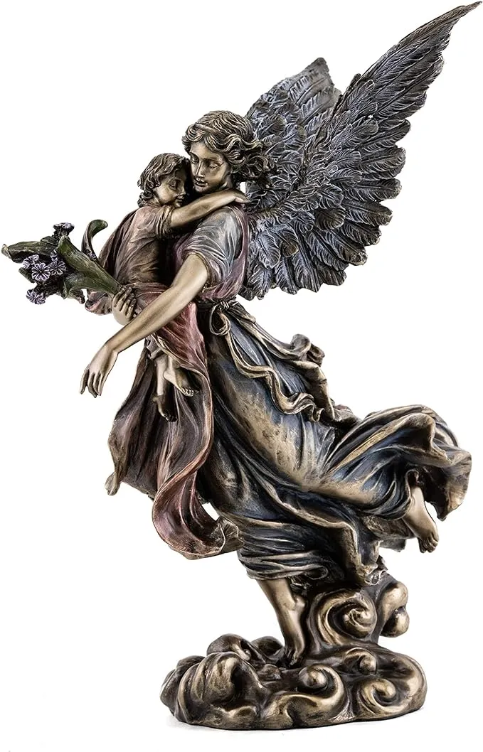 Top Collection Guardian Angel Holding Baby Statue-Collect<wbr/>ible Angel Sculpture...