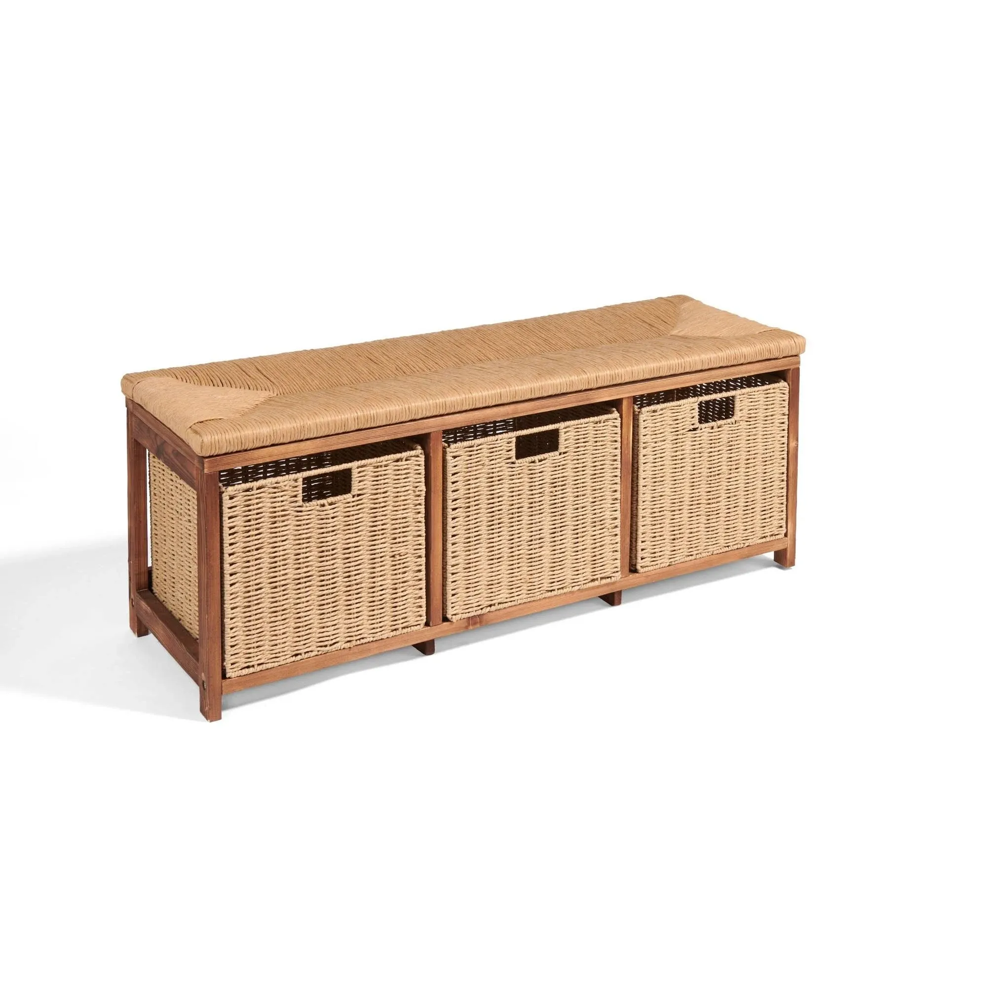 Badger Basket Kid's Storage Bench with Woven Top and Baskets