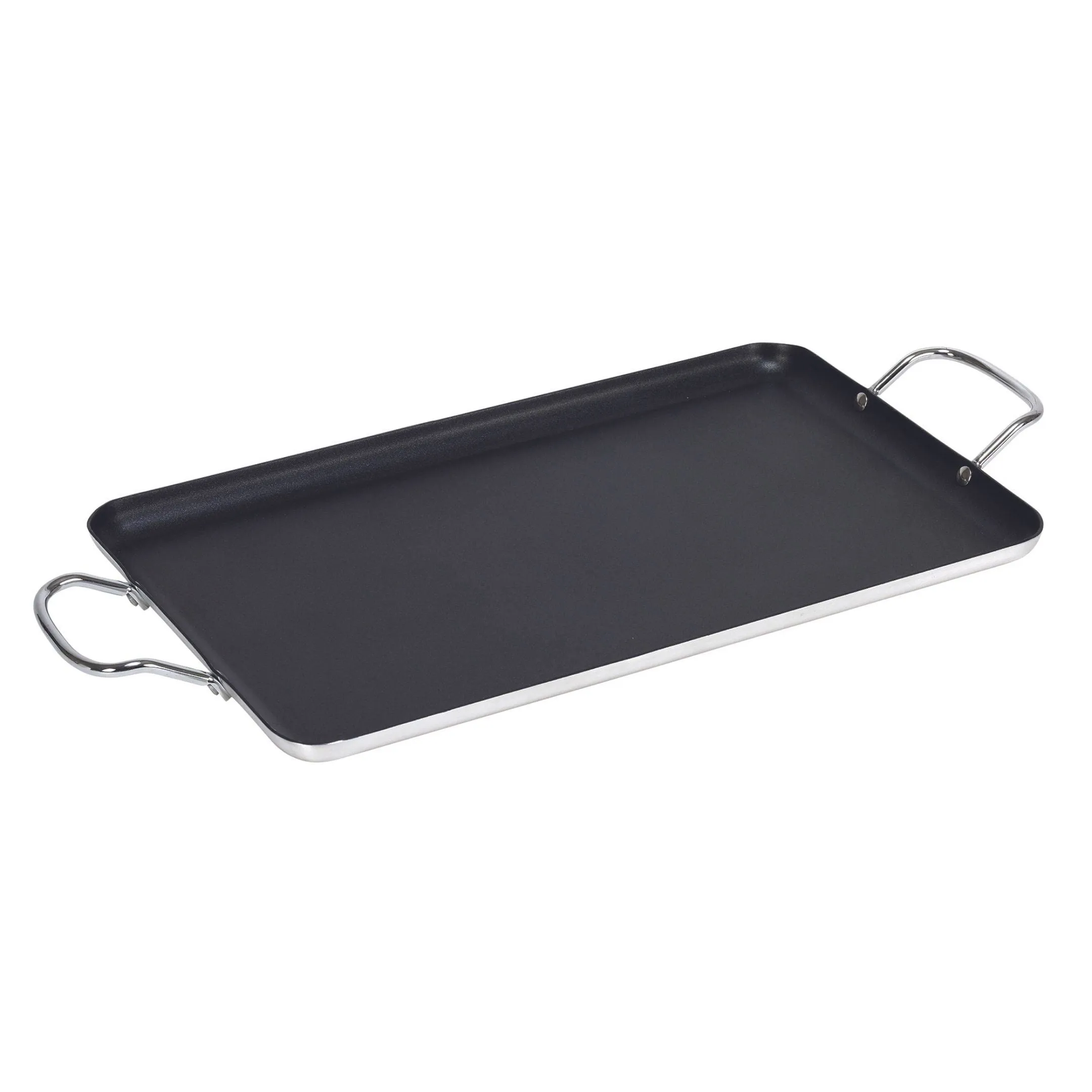 Aluminum Black 17&#034; X 10&#034; Nonstick Double Burner Griddle with Metal Handles