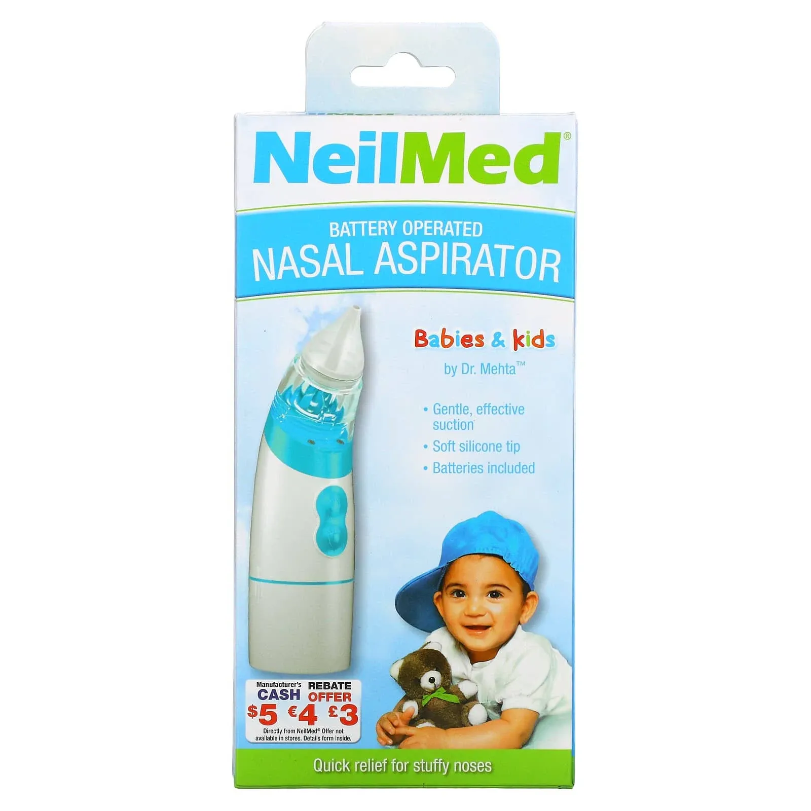 NeilMed  Battery Operated Nasal Aspirator for Babies &amp; Kids