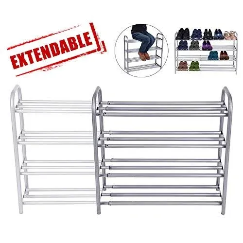 GEMITTO Shoe Rack Organizer for Closet Entryway, 4 Tiers Adjustable Heavy Duty ...