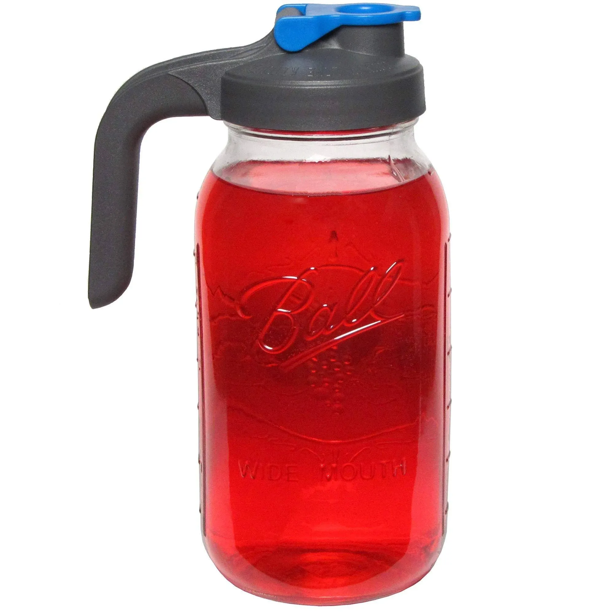 County Line Kitchen Glass Mason Jar Pitcher with Lid - Wide Mouth, 2 Quart (64 oz / 1.9 Liter) - Heavy Duty, Leak Proof - Sun & Iced Tea, Cold Brew Coffee, Breast Milk Storage, Flavored Water & More