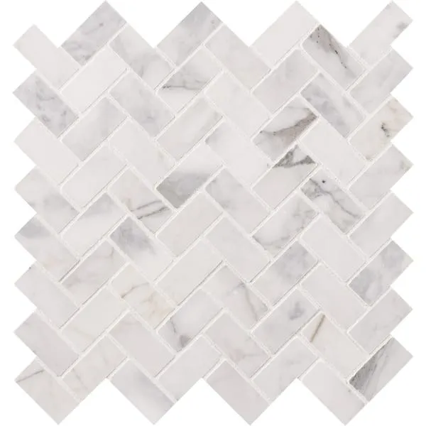 MSI Stone SMOT-CALCRE-HBH Calcutta Cress Herringbone Pattern Tile with Honed Finish, White